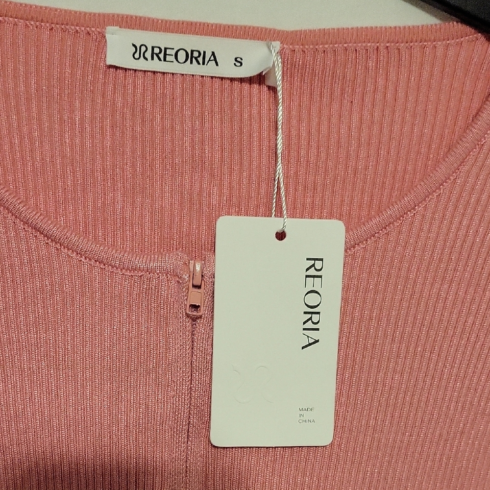 ReoRia Dusty Pink Ribbed Cardigan - Picture 2 of 2